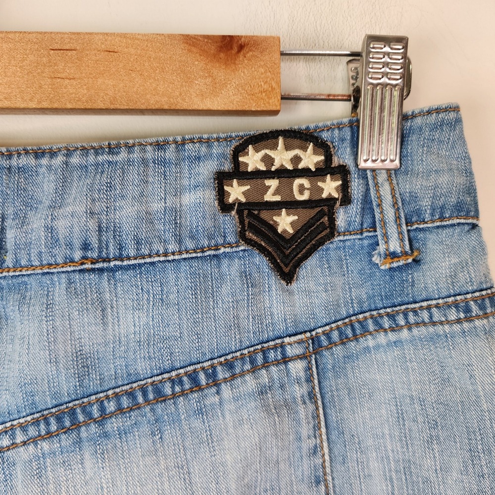 Z. Cavaricci VTG 90s Y2K Micro Mini Denim Skirt Size 7 Blue Cargo Pockets - Picture 5 of 5